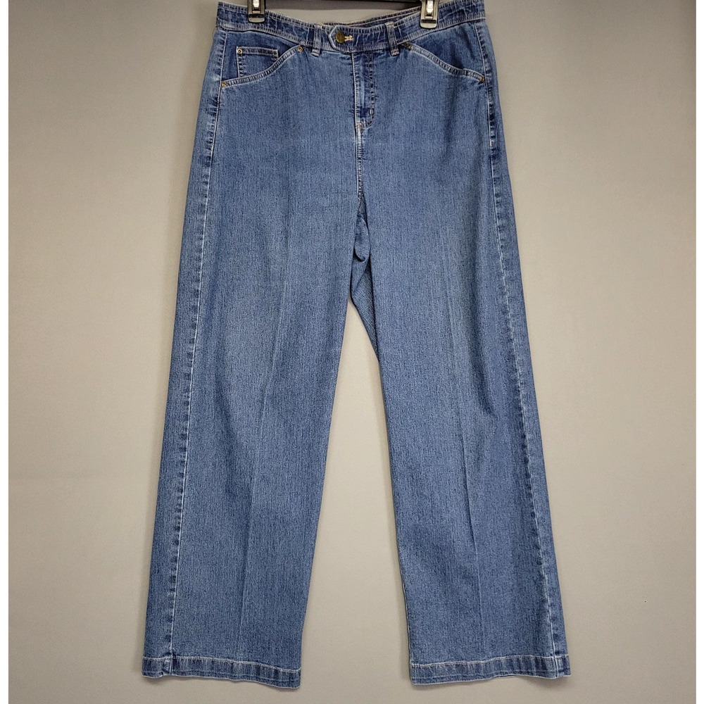 Erika Jeans Womens‎ 14 Blue Denim Straight Leg Stretch High Rise Classic Pants